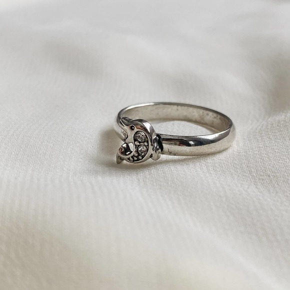 VTG Silver Dolphin CZ Diamond Ring - Picture 6 of 10